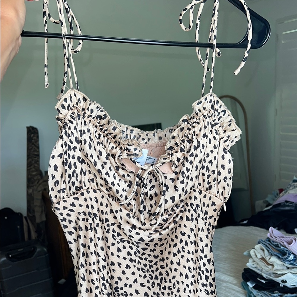 Princess Polly Black and Brown Ruched Tie Front Mini Dress